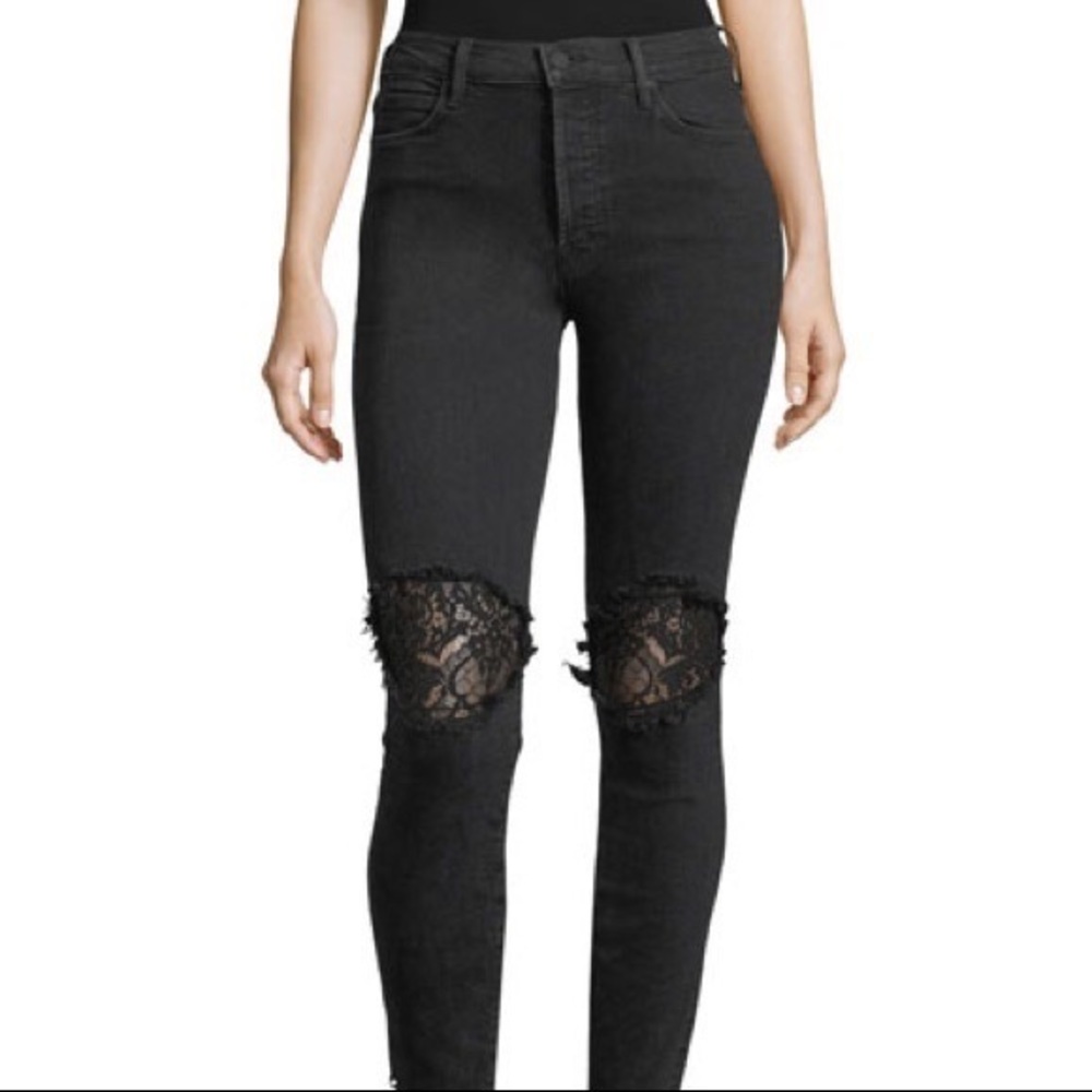 American Eagle Black Jeggings with Lace Detailing